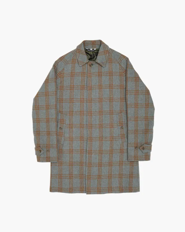 Archive Blue & Rust Overcheck Tweed Overcoat sold by John Simons