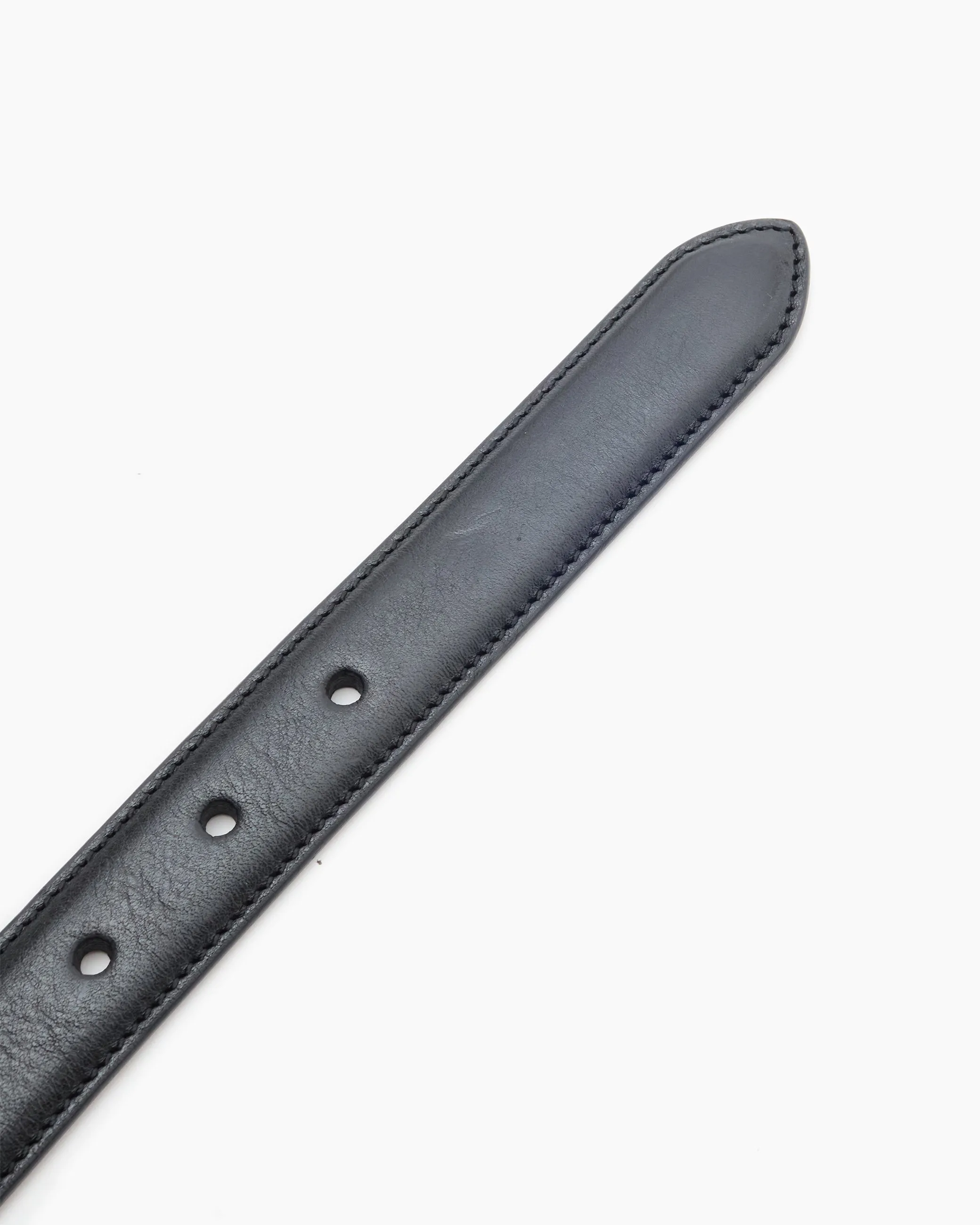 Black Horseshoe Buckle Slim Leather Belt sold by John Simons product image thumbnail 3