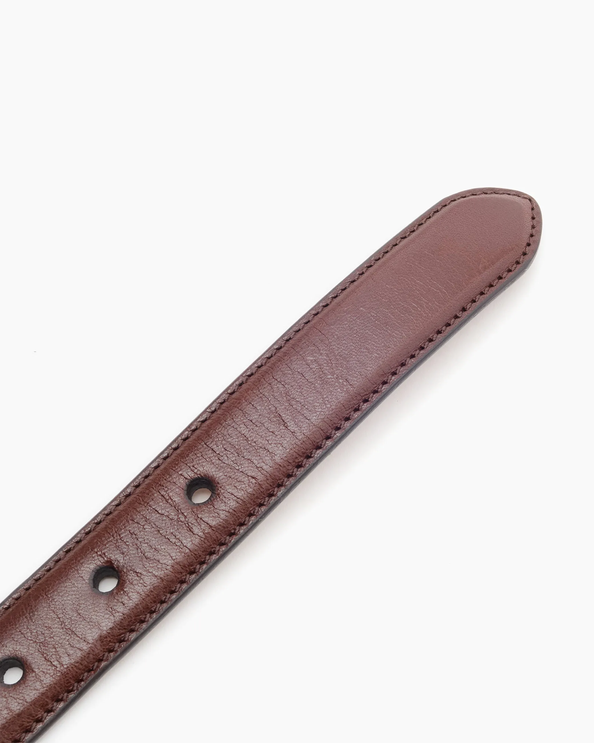 Brown Horseshoe Buckle Slim Leather Belt sold by John Simons product image thumbnail 3
