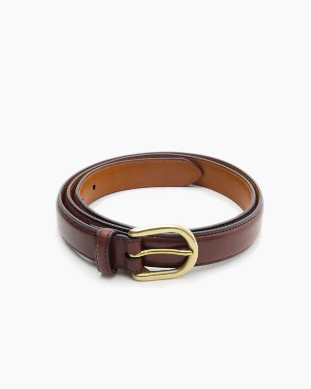 Brown Horseshoe Buckle Slim Leather Belt made by John Simons