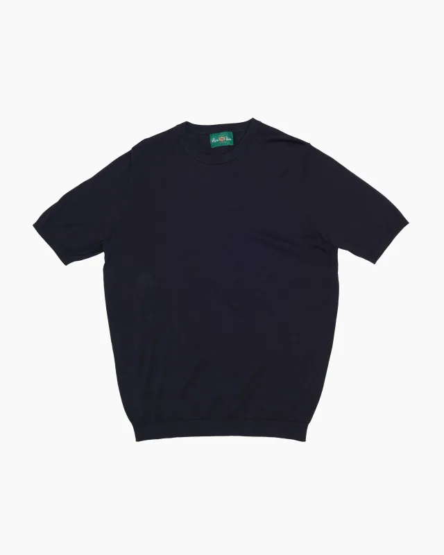 Dark Navy Fairbourne Short Sleeve Crew Neck made by Alan Paine