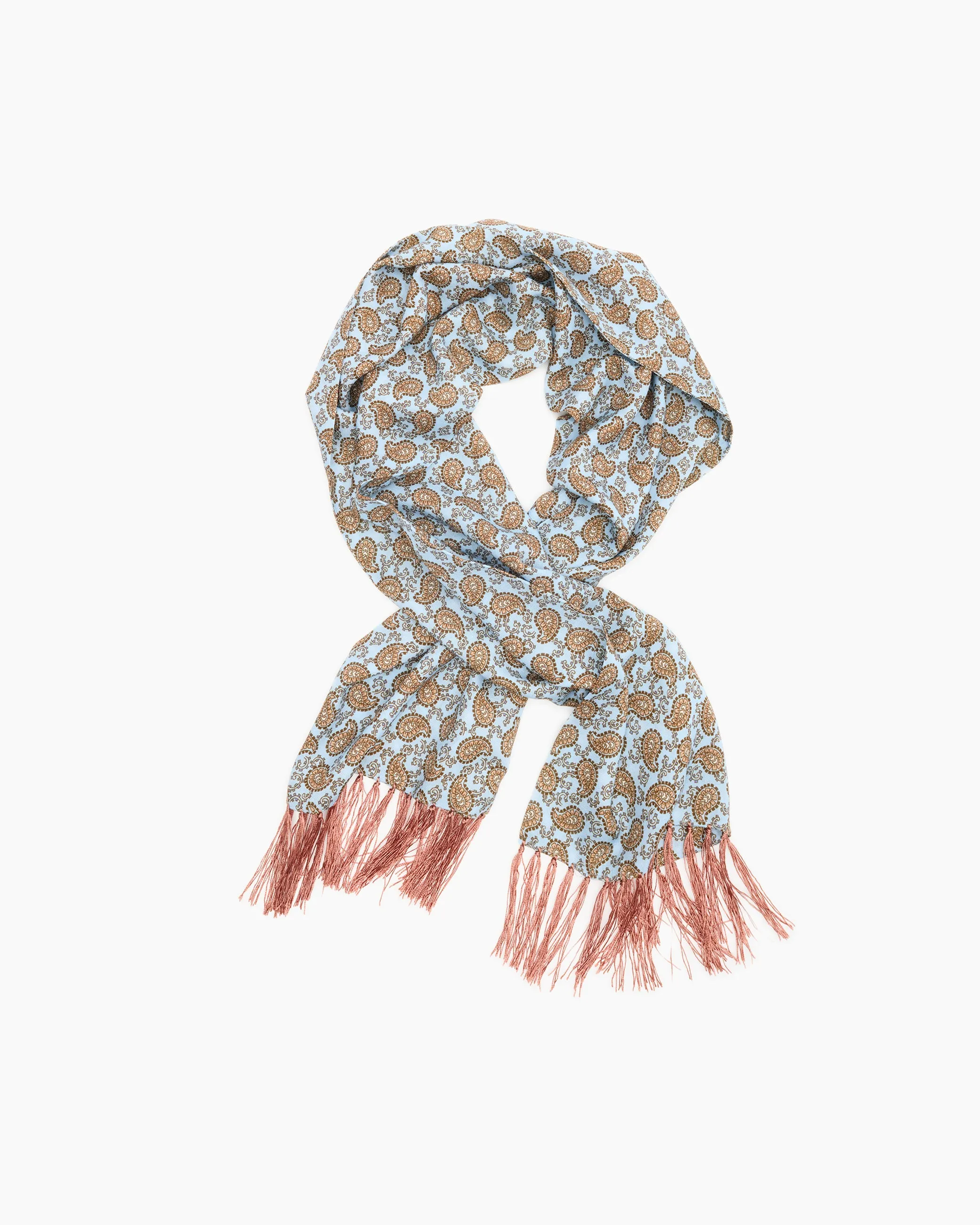 Sky Paisley Fringed Scarf sold by John Simons