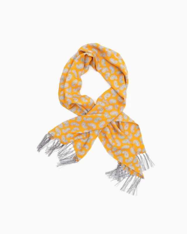 Gold Paisley Fringed Scarf made by John Simons
