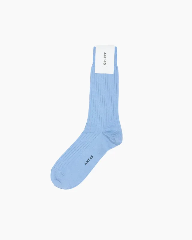 Light Blue Short Ribbed Cotton Sock made by ANT45