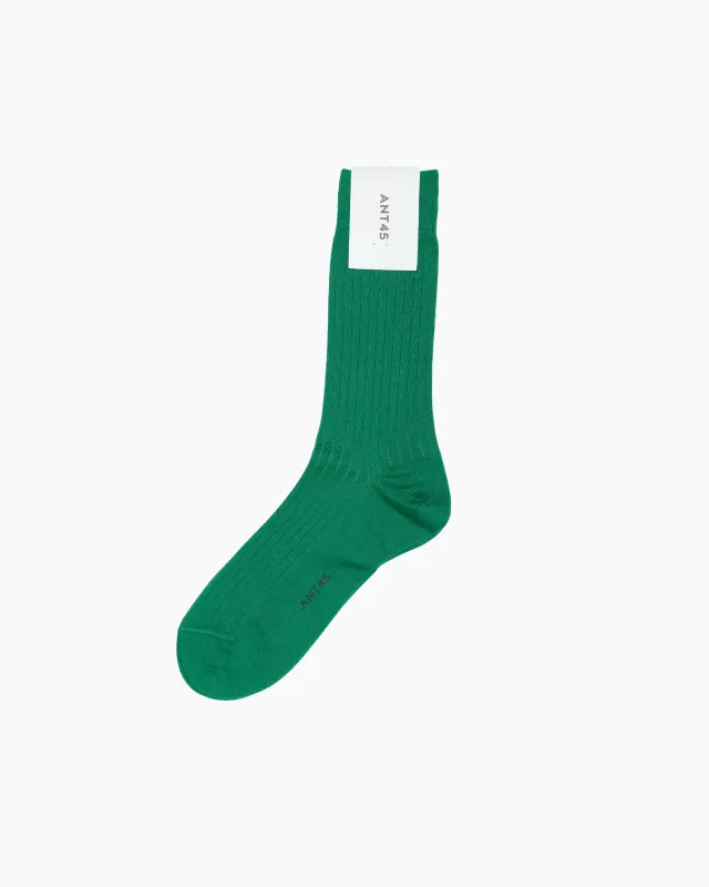 Green Short Ribbed Cotton Sock made by ANT45