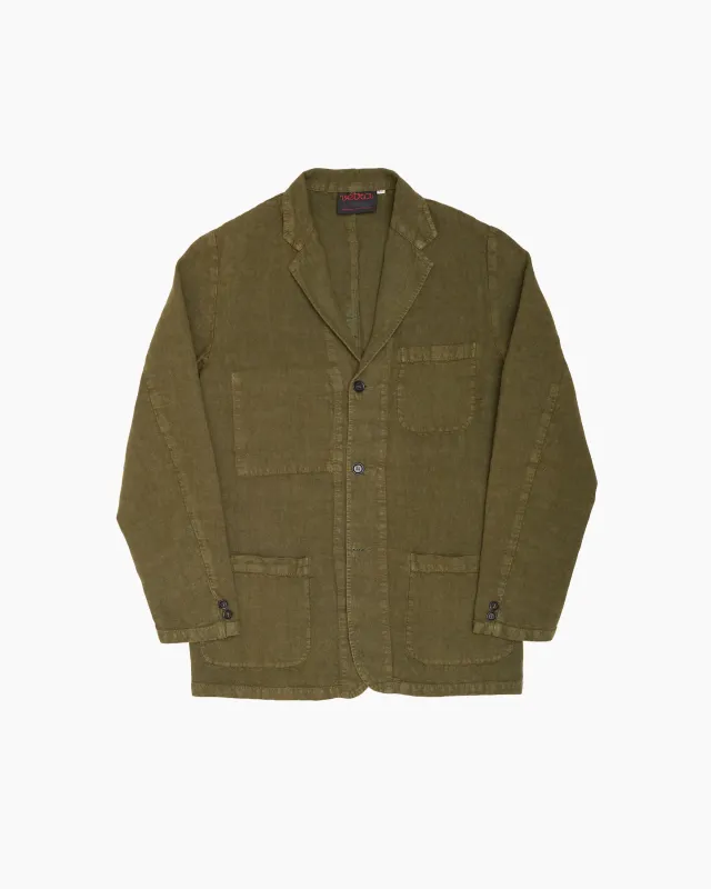 Olive Heavy Linen Jacket made by VETRA