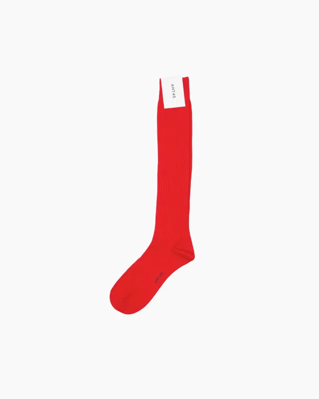 Red Long Ribbed Cotton Sock made by ANT45