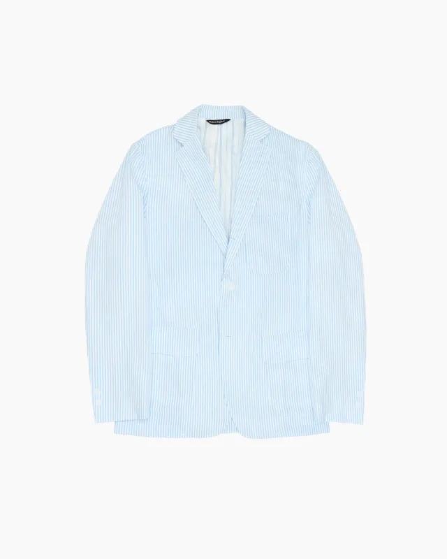 Blue Stripe Seersucker Ivy Jacket made by John Simons