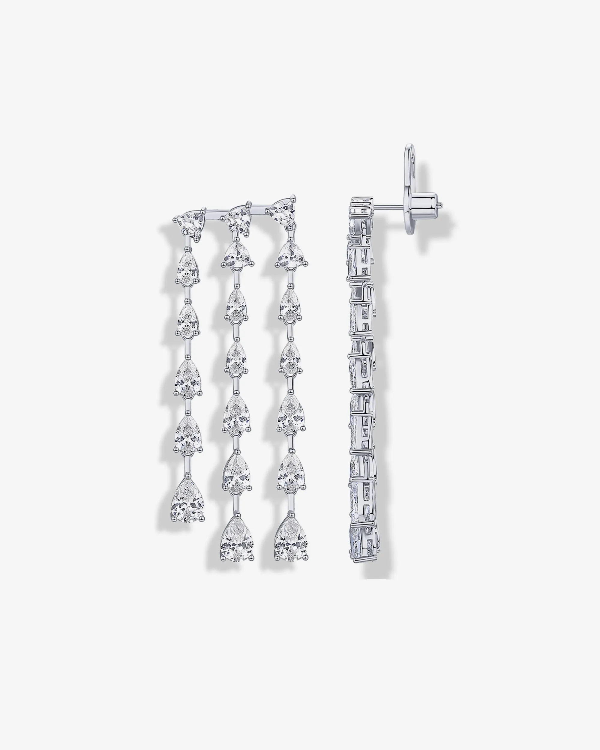 Three Row Linear Bridal Earrings sold by PAVOI product image thumbnail 5