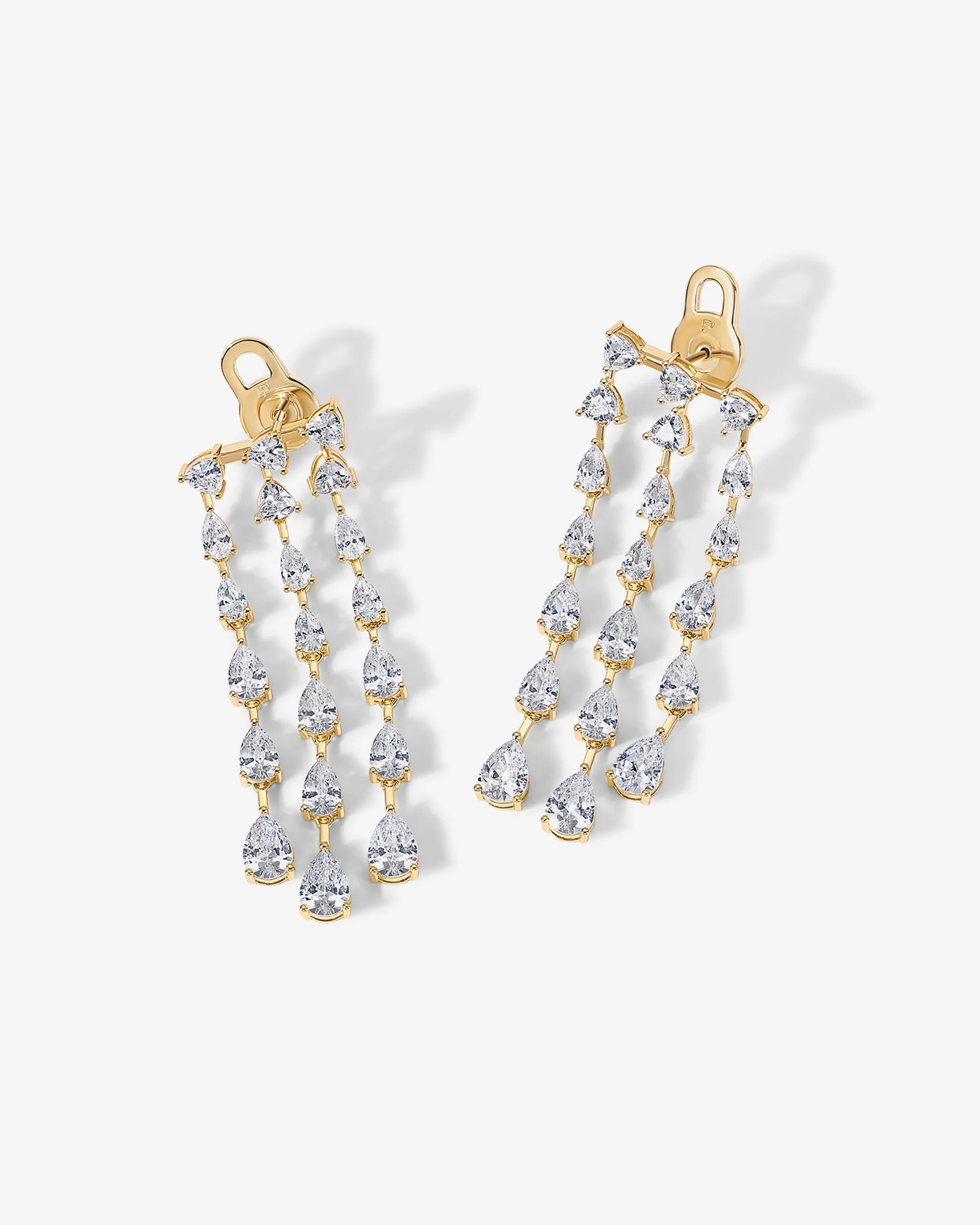 Three Row Linear Bridal Earrings sold by PAVOI product image thumbnail 3