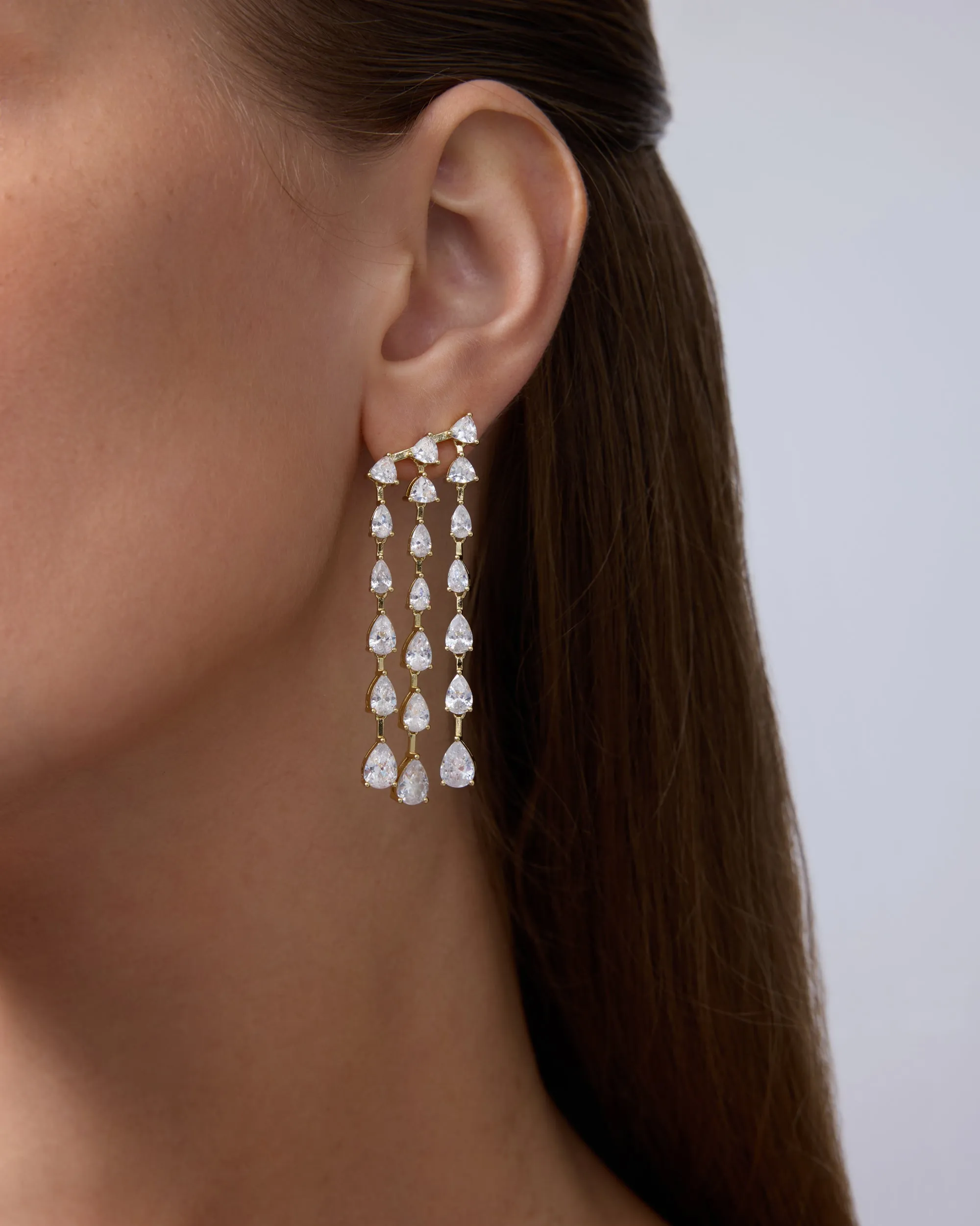 Three Row Linear Bridal Earrings sold by PAVOI product image thumbnail 2