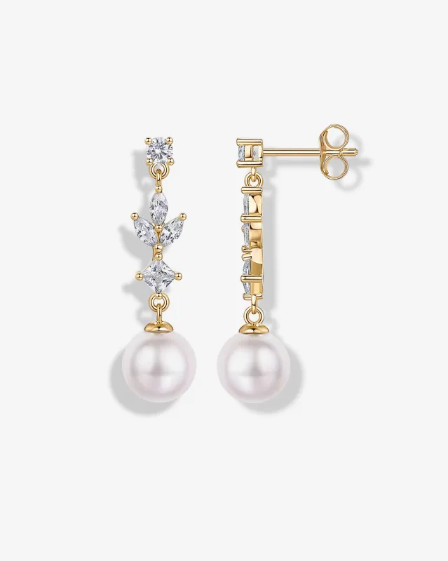 Pearl Blossom Drop Bridal Earrings sold by PAVOI