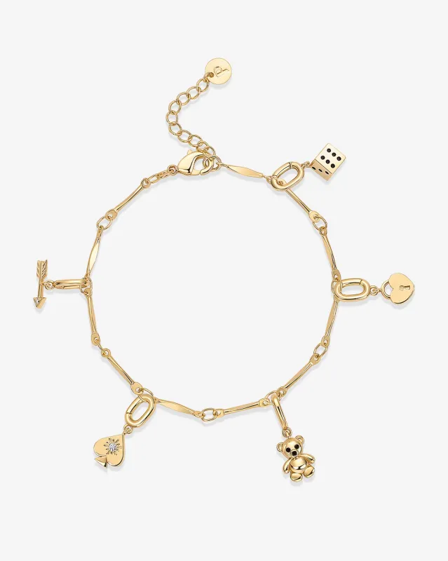 Lucky Girl Charm Twisted Bar Link Chain Bracelet Set made by PAVOI