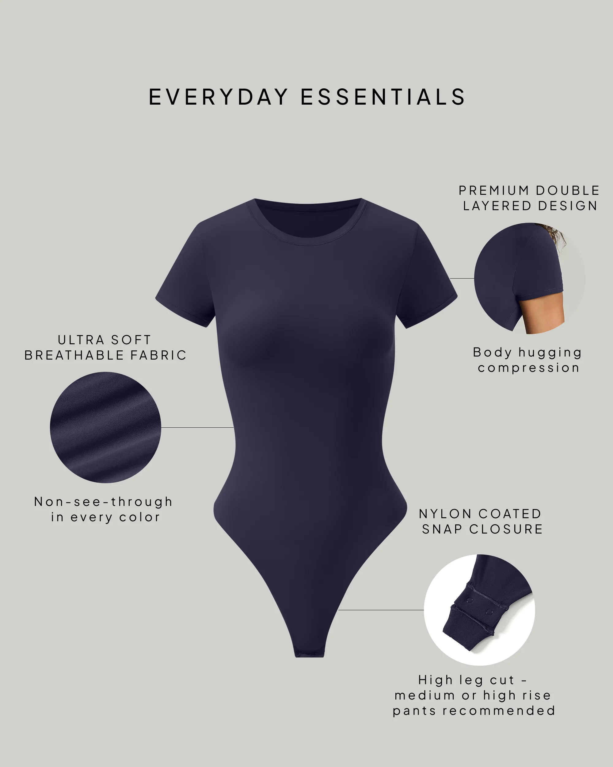 Everyday Essentials Short Sleeves Bodysuit sold by PAVOI product image thumbnail 3