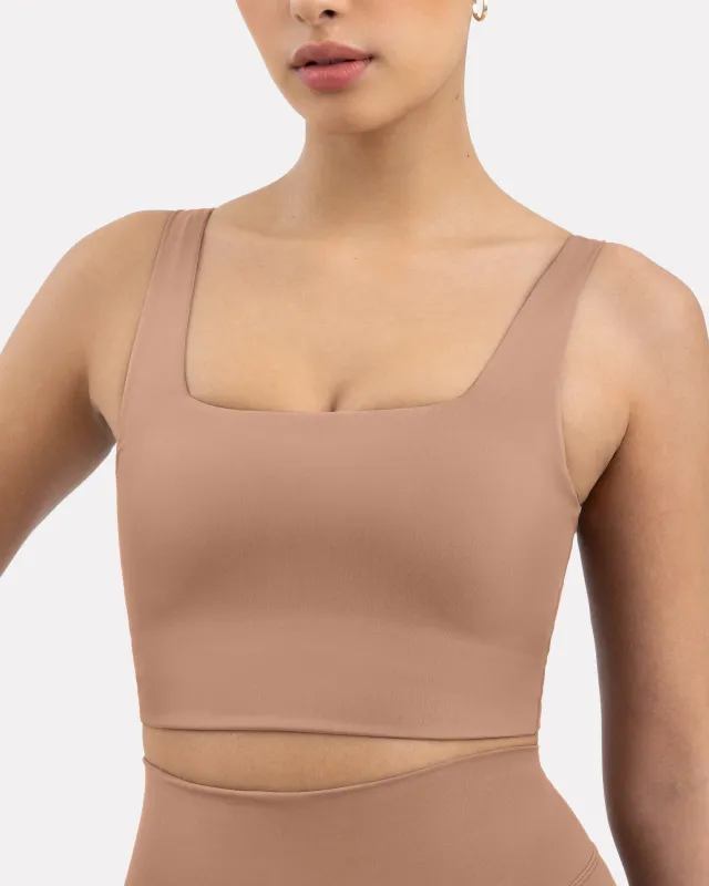 Longline Square Neck Medium-Support Padded Sports Bra sold by PAVOI