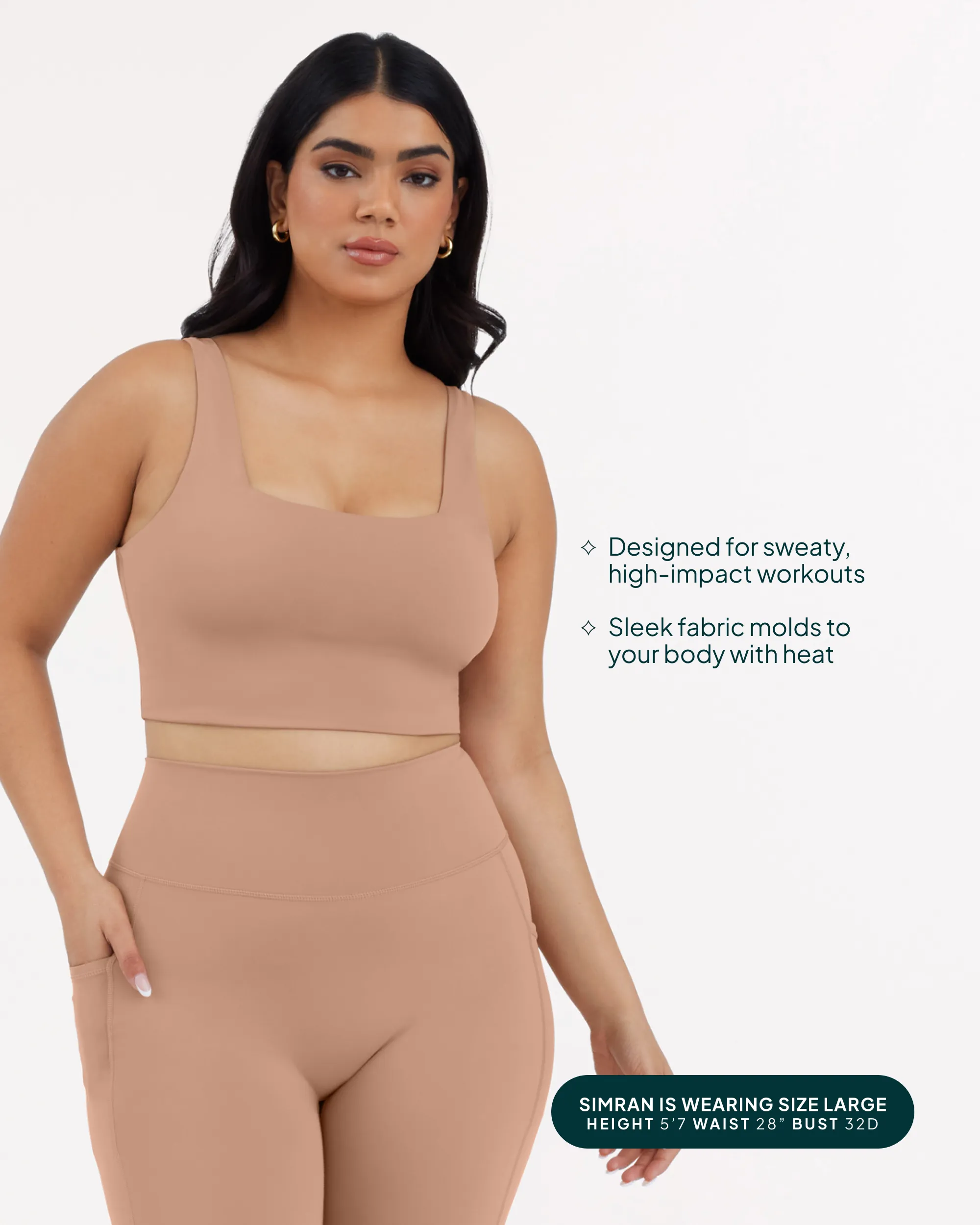 Longline Square Neck Medium-Support Padded Sports Bra sold by PAVOI product image thumbnail 5