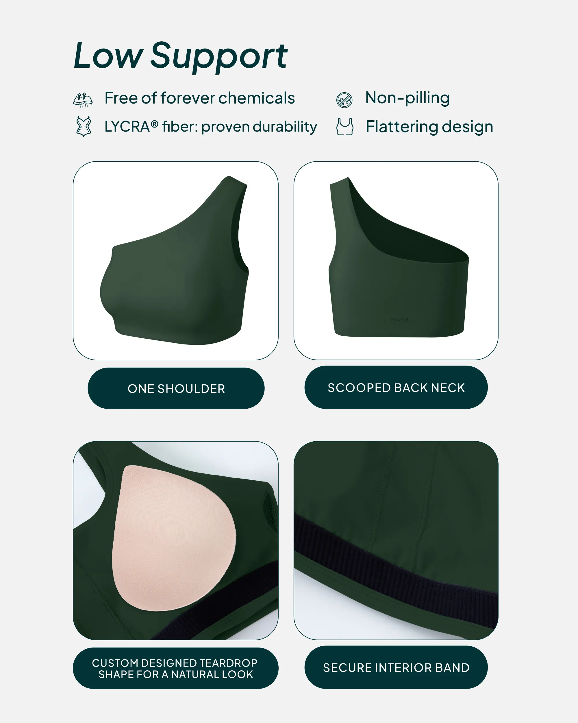 Athleisure One-Shoulder Low-Support Sports Bra sold by PAVOI product image thumbnail 4