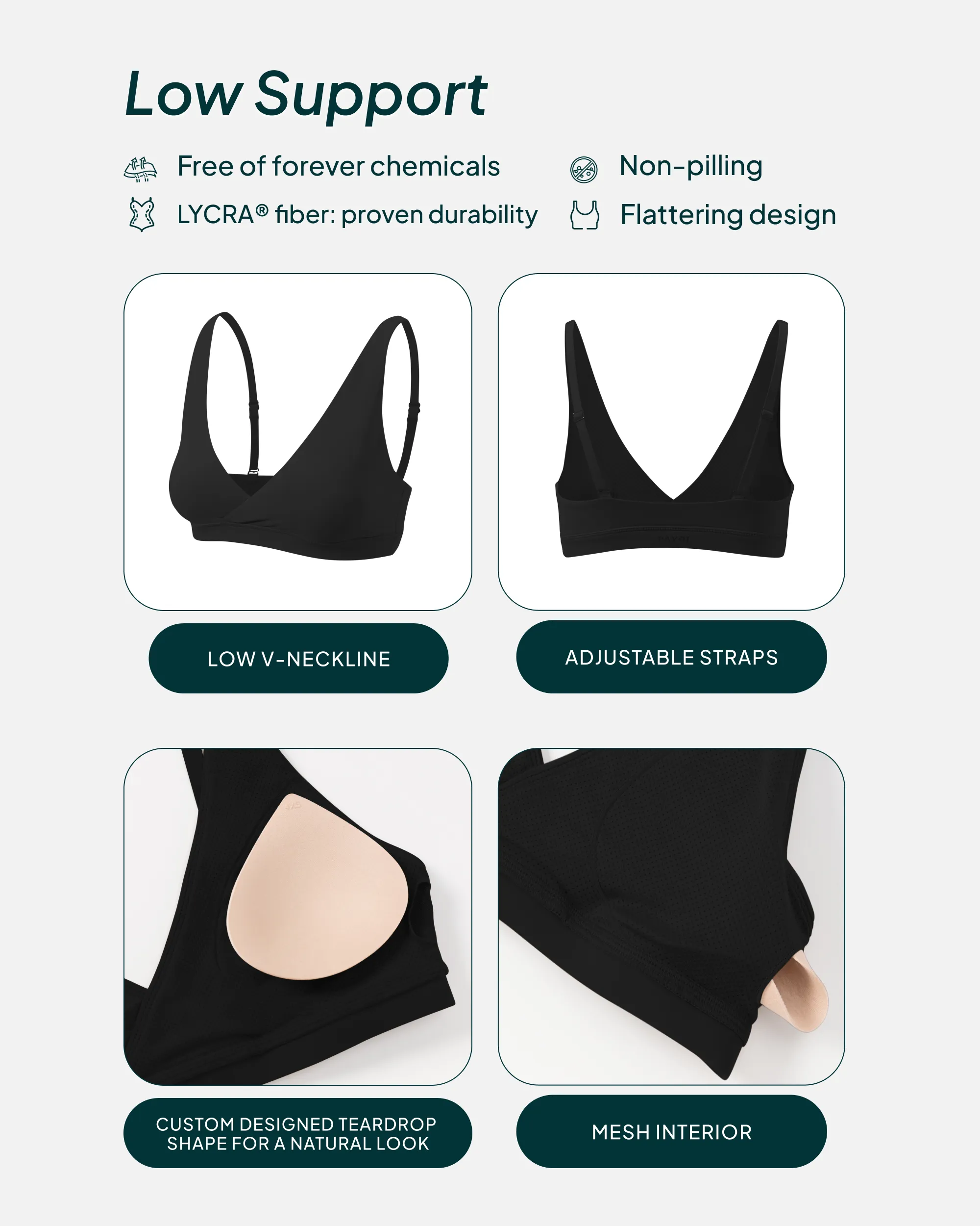 Athleisure Plunge Low-Support Sports Bra sold by PAVOI product image thumbnail 4