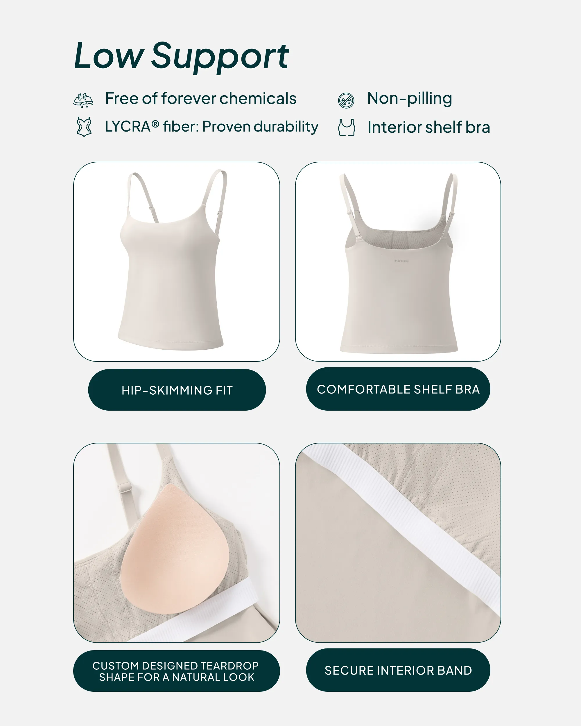 Athleisure Padded Cami Tank Top sold by PAVOI product image thumbnail 4