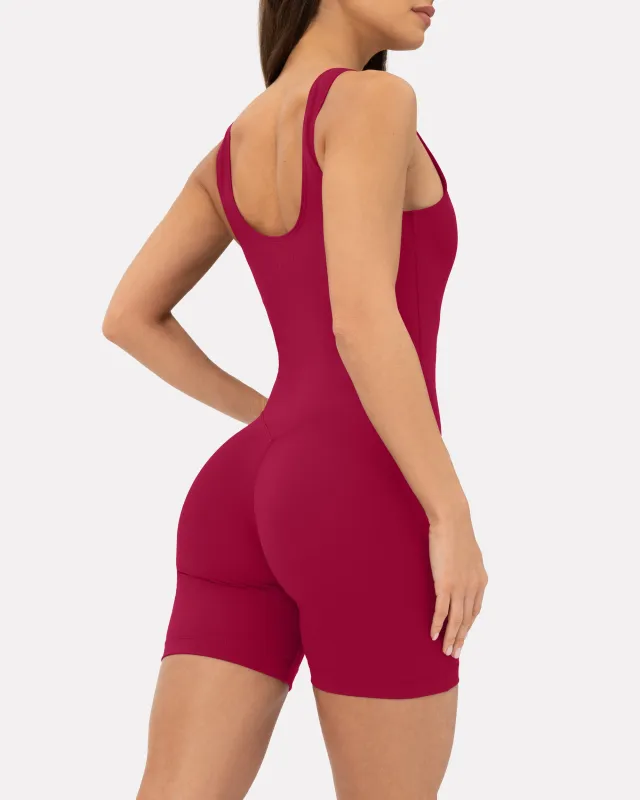 Square Neck 5" One Piece Workout Romper sold by PAVOI