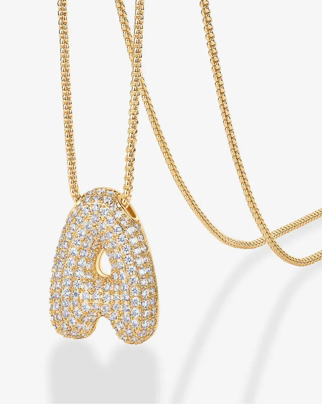 Sparkling Bubble Letter Pendant Necklace sold by PAVOI