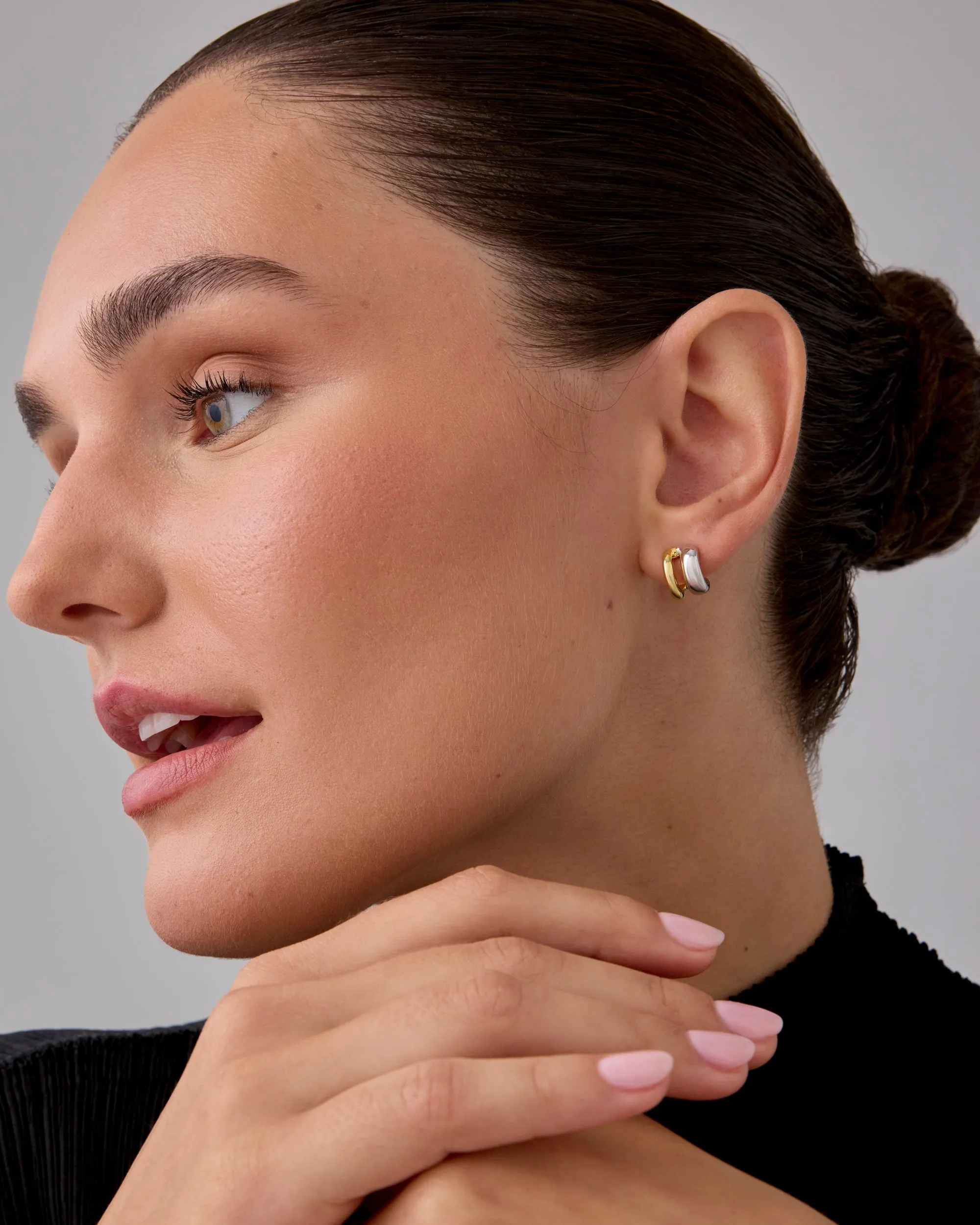 Seeing Double Two-Tone Hoops sold by PAVOI product image thumbnail 4