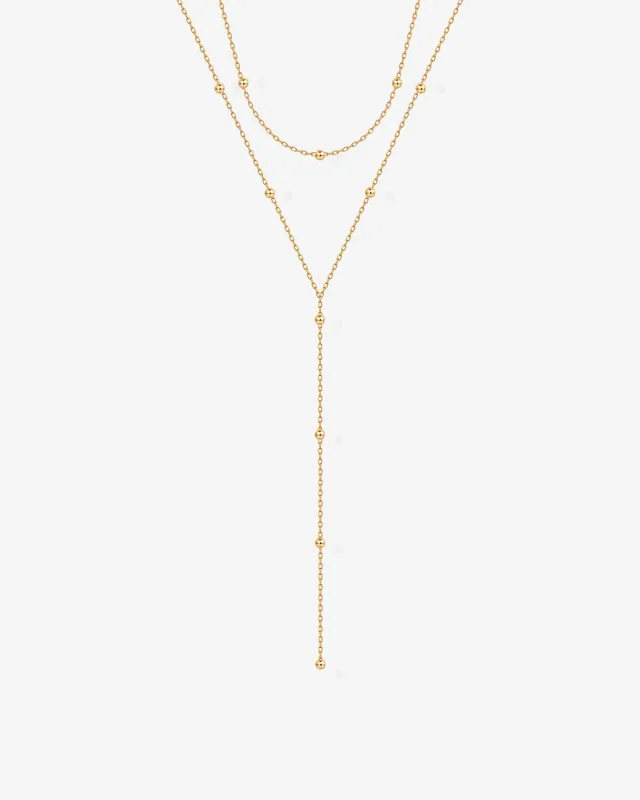 Beaded Tassel Lariat Necklace sold by PAVOI