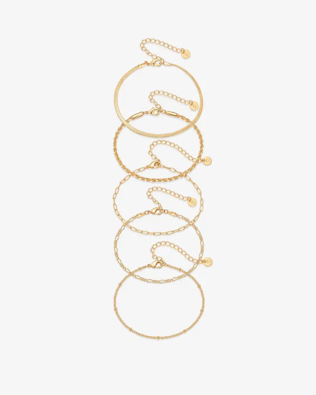 Wear Everywhere Chain Bracelet 5-Pack made by PAVOI