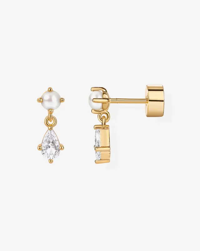 Stone and Pearl Dangle Screwbacks sold by PAVOI