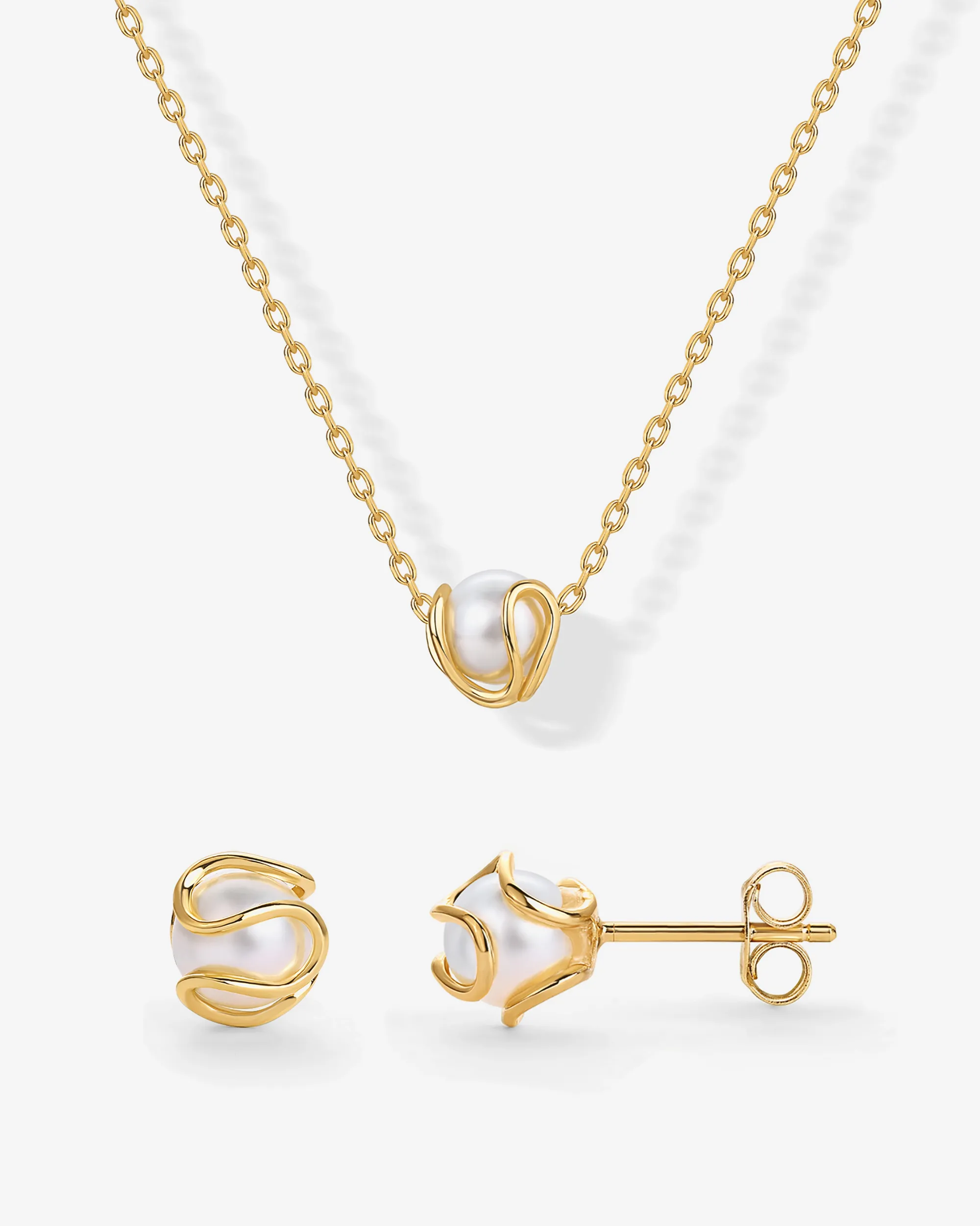 Freshwater Pearl Necklace and Stud Set sold by PAVOI