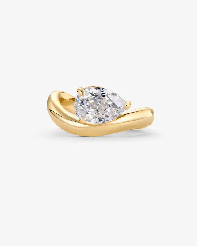 Pear Cubic Zirconia Wavy Ring made by PAVOI
