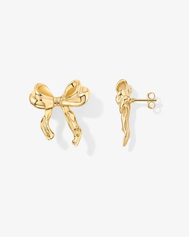 Coquette Bow Stud Earrings sold by PAVOI