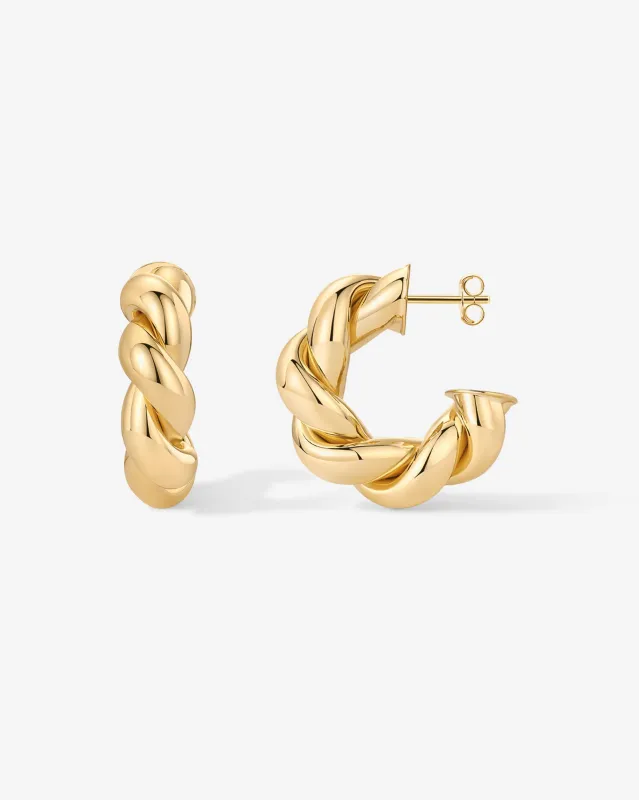 Puffy Twisted Hoop Earrings made by PAVOI