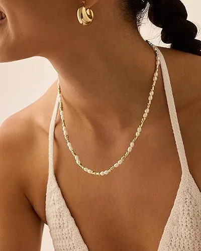 Bead and Freshwater Pearl Necklace sold by PAVOI product image thumbnail 4