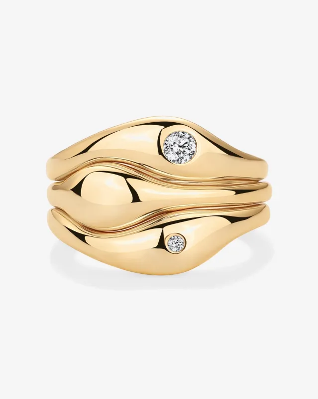 Wavy Triple Ring Stack Set sold by PAVOI