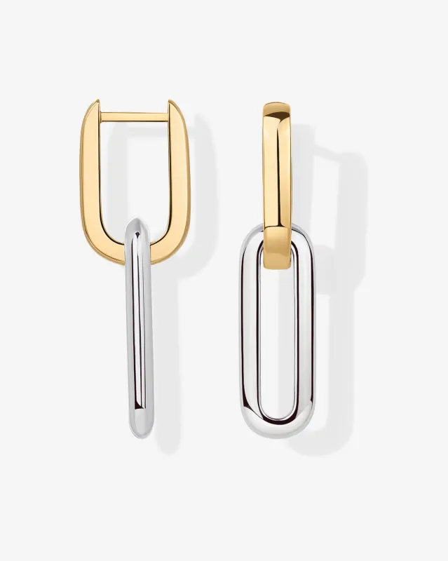 Two-Toned Link Chain Earrings made by PAVOI