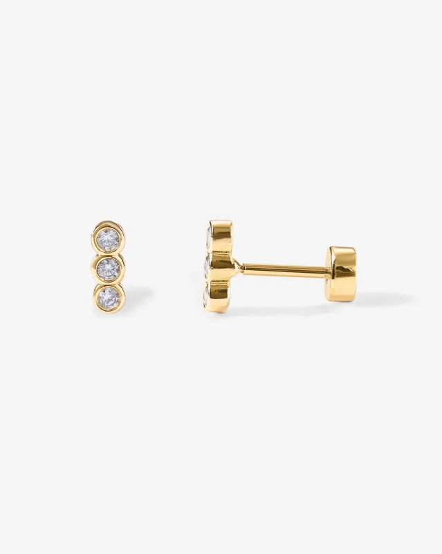 Tiny Bar Round Screw Back Studs sold by PAVOI