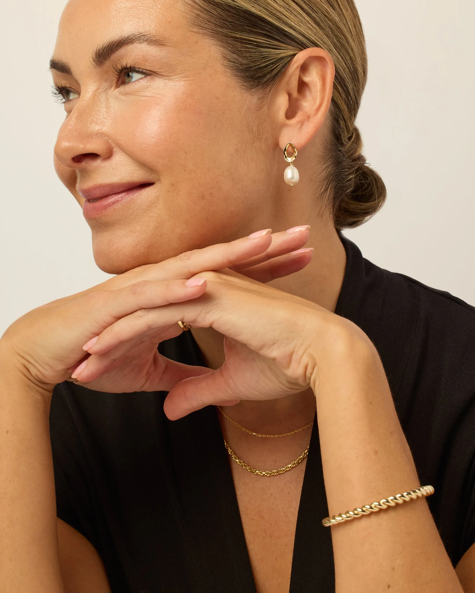 Wavy Pearl Drops Earrings sold by PAVOI product image thumbnail 4