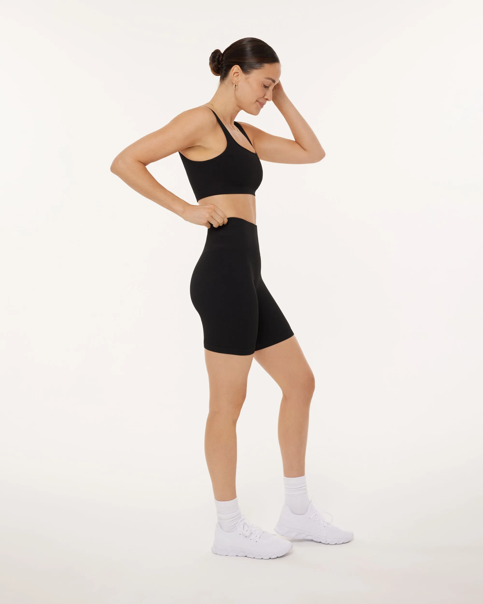 Seamless Ribbed Sculpting High-Waisted 6" Biker Shorts sold by PAVOI product image thumbnail 3