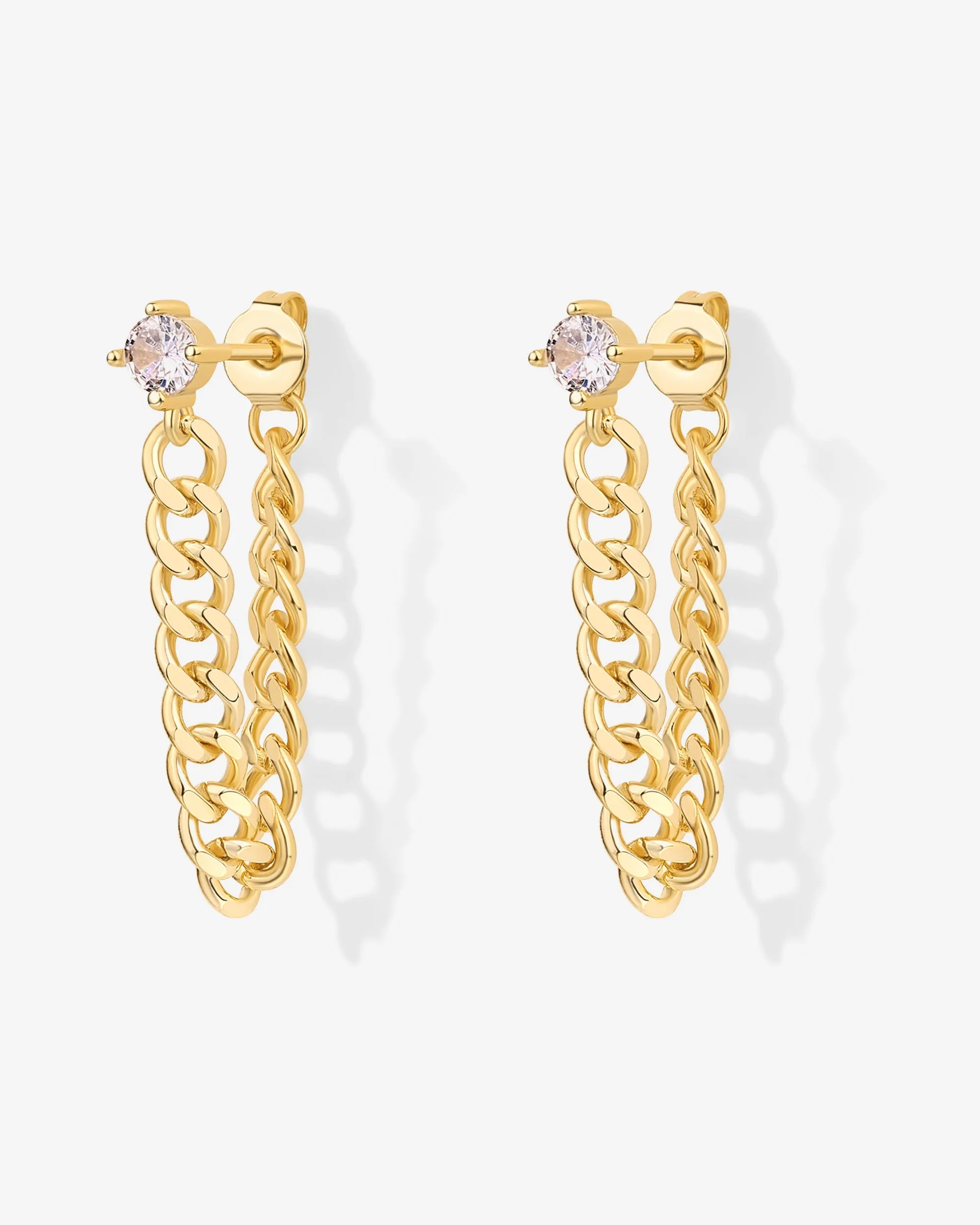 Cubic Zirconia Chained Earrings sold by PAVOI