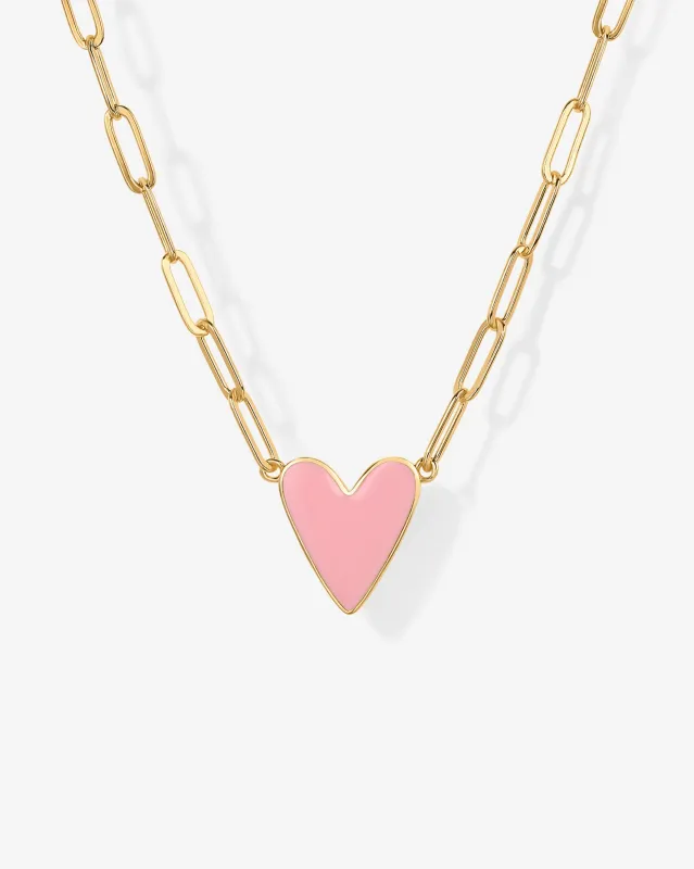 Enamel Heart Pendant Necklace sold by PAVOI