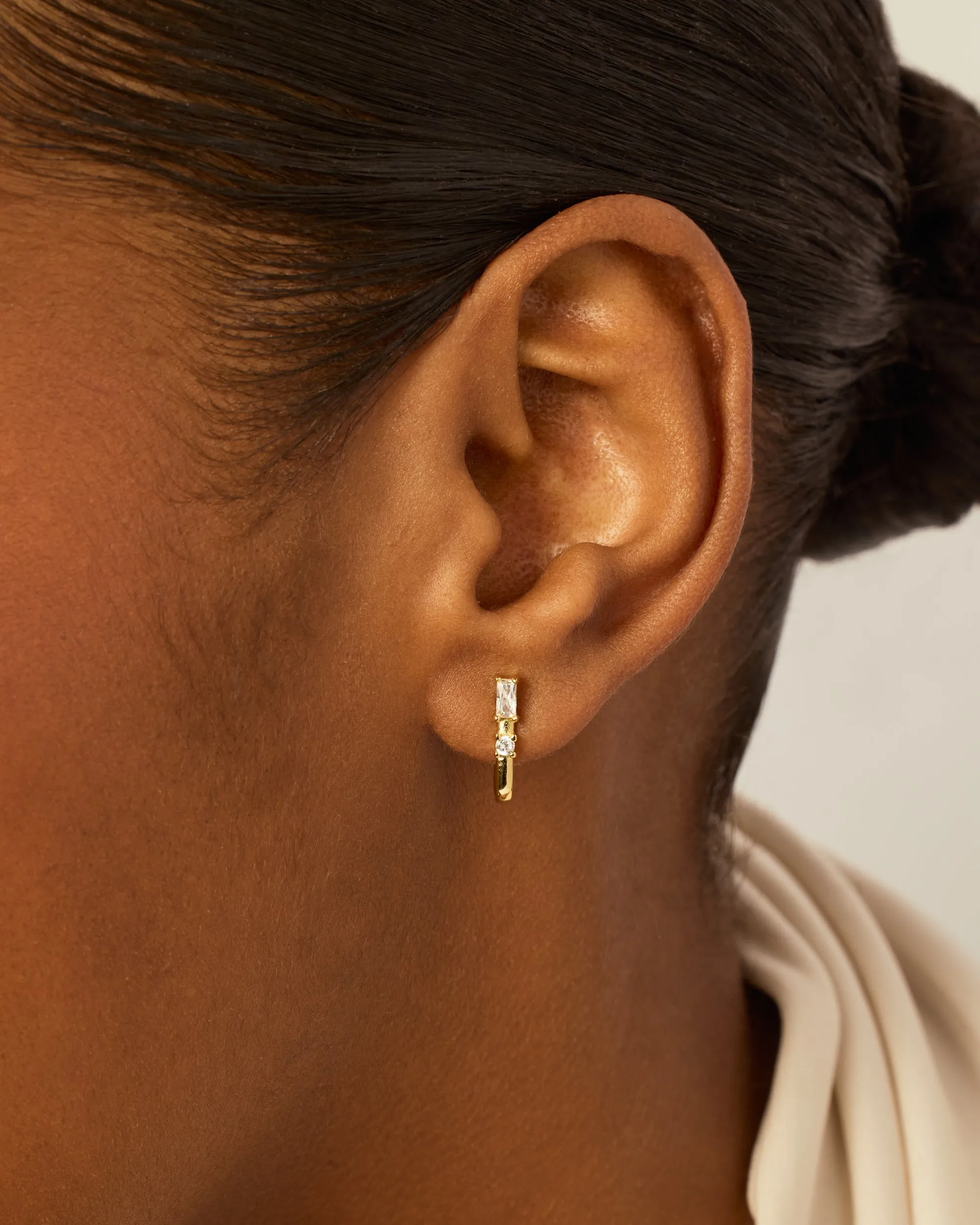 Baguette Half Huggie Earrings sold by PAVOI product image thumbnail 2