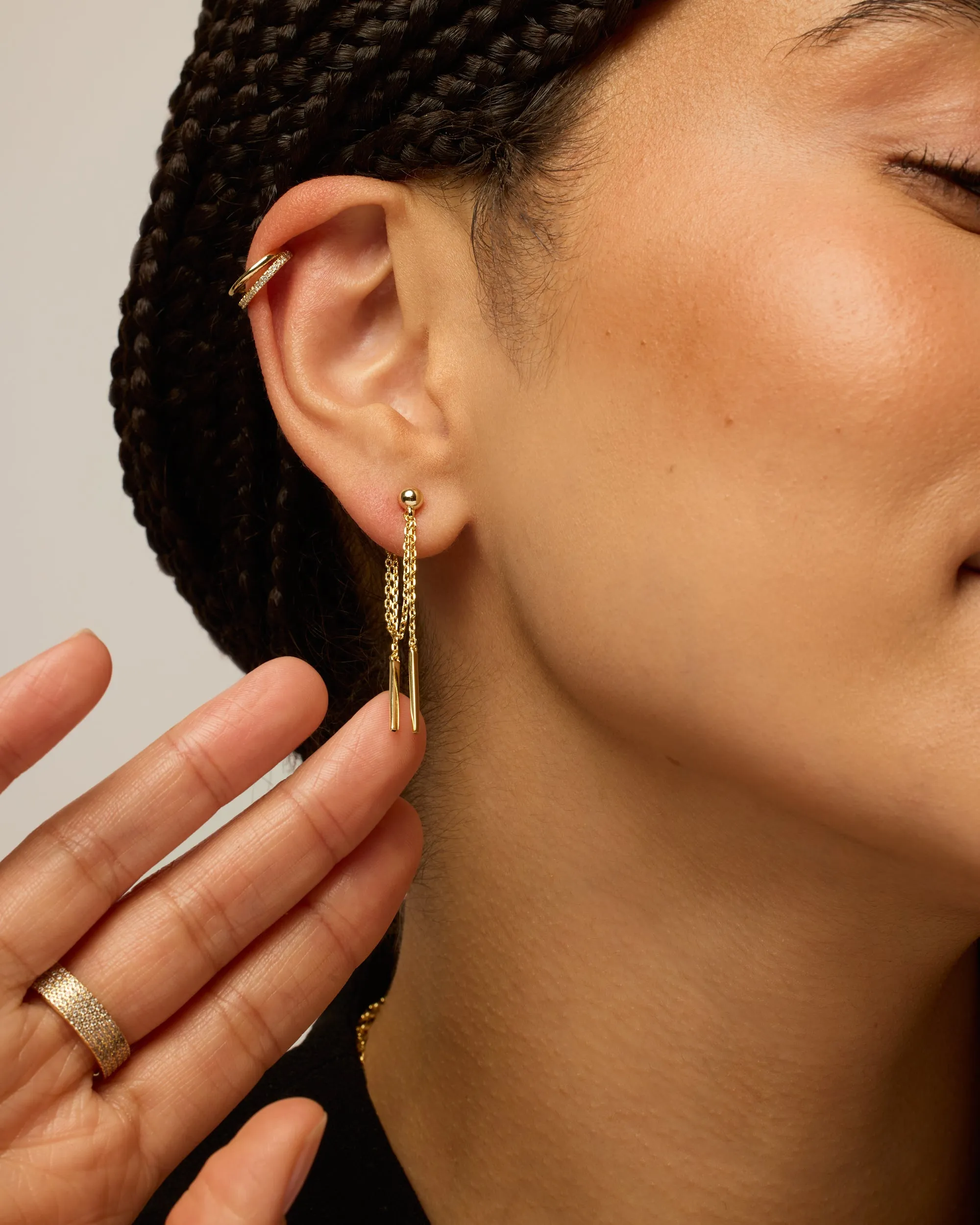 Mini CZ Chained Bar Earrings sold by PAVOI product image thumbnail 2