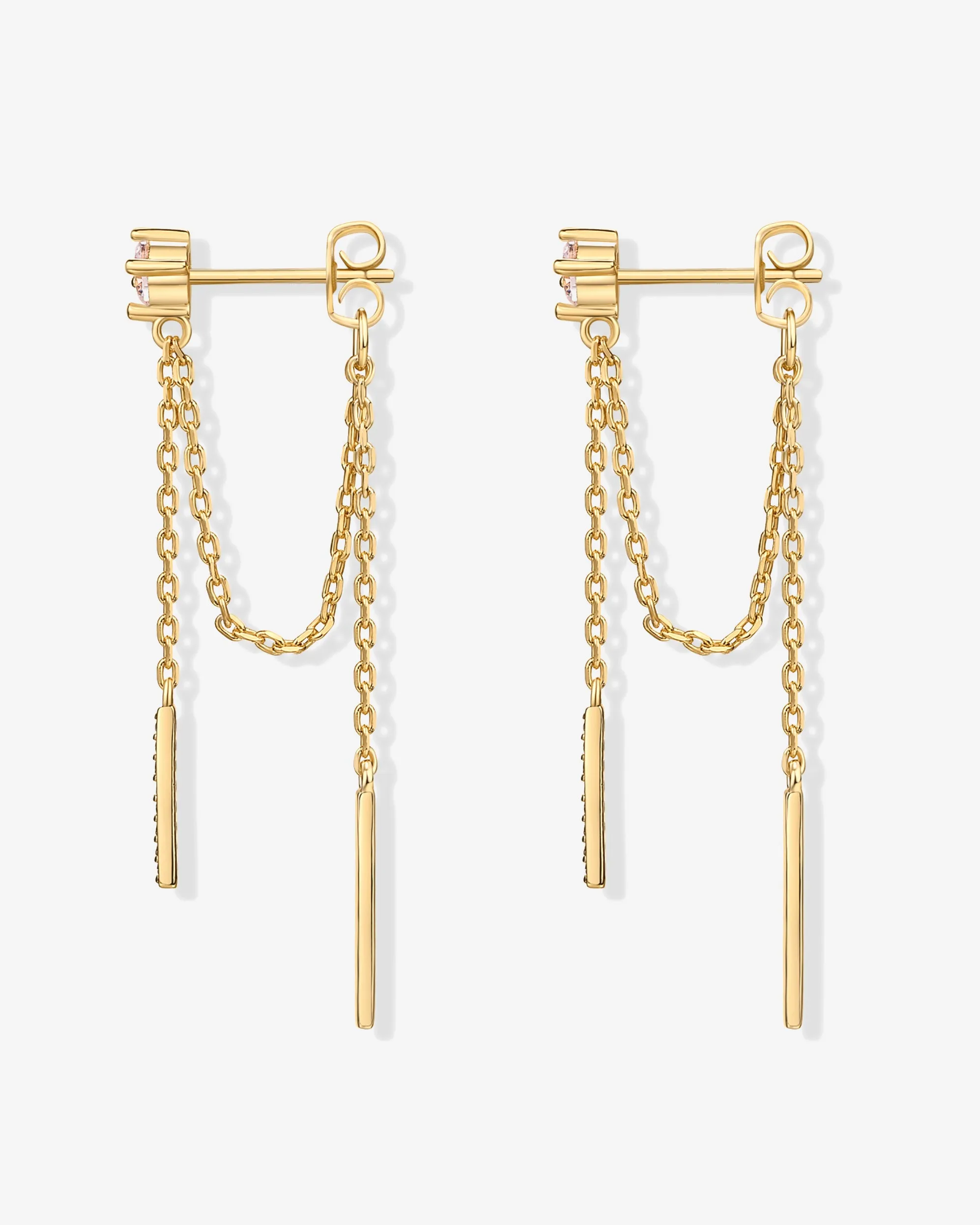 Mini CZ Chained Bar Earrings sold by PAVOI product image thumbnail 3