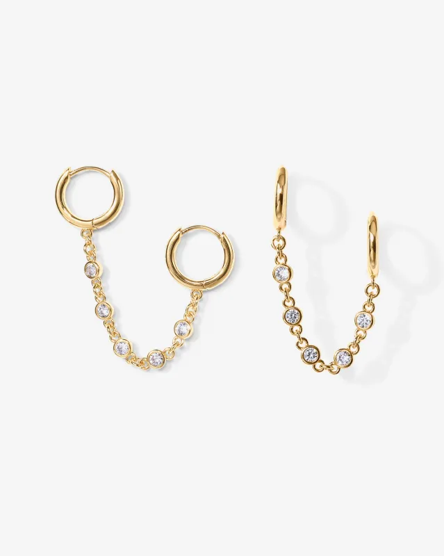 Cubic Zirconia Chain Earrings sold by PAVOI