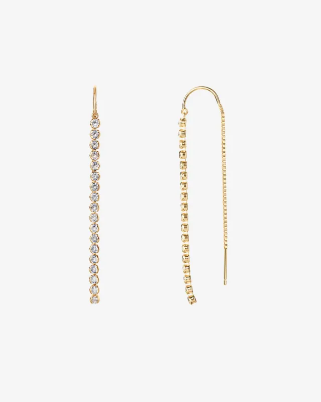 Cubic Zirconia Threader Earrings sold by PAVOI