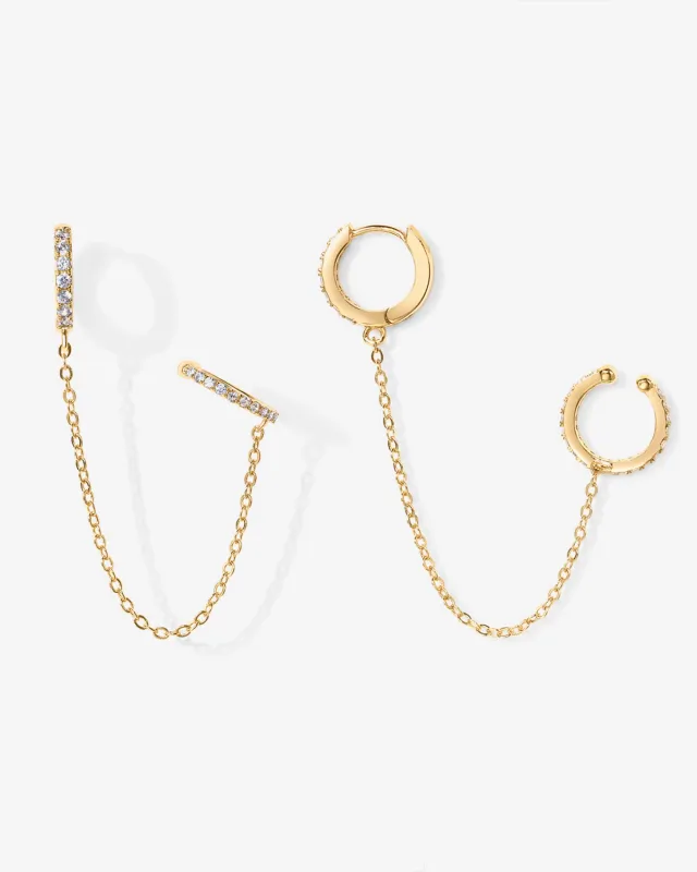 Ear Cuff Dangle Chain Earrings made by PAVOI