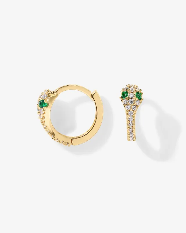 CZ Snake Huggie Earrings sold by PAVOI