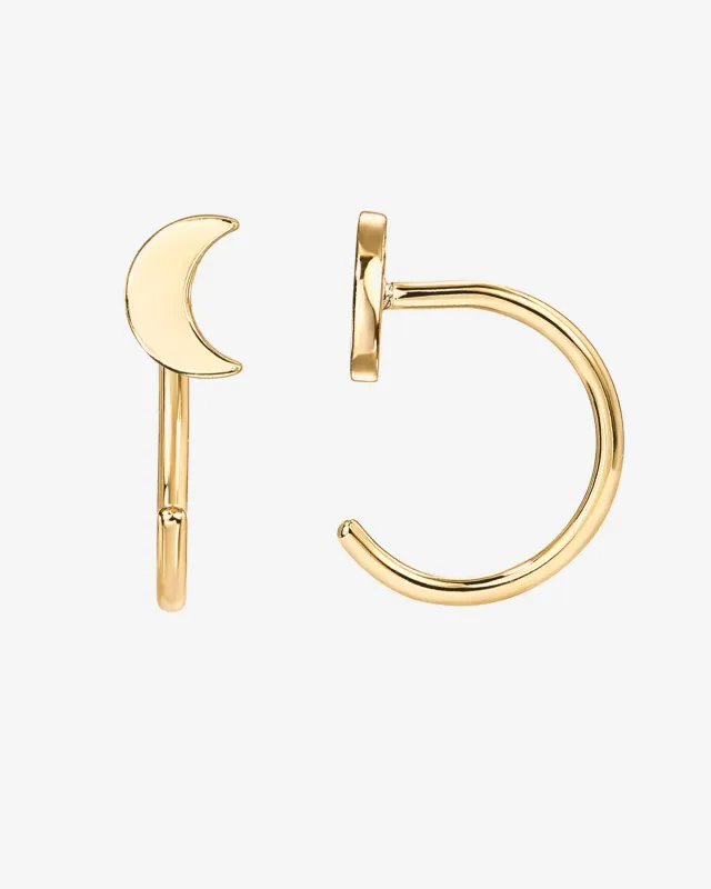 Moon Half Hoop Huggies sold by PAVOI
