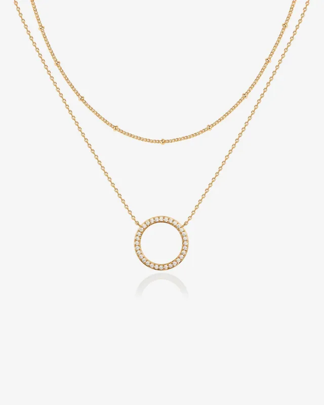 Layered Open Circle Pendant Necklace sold by PAVOI